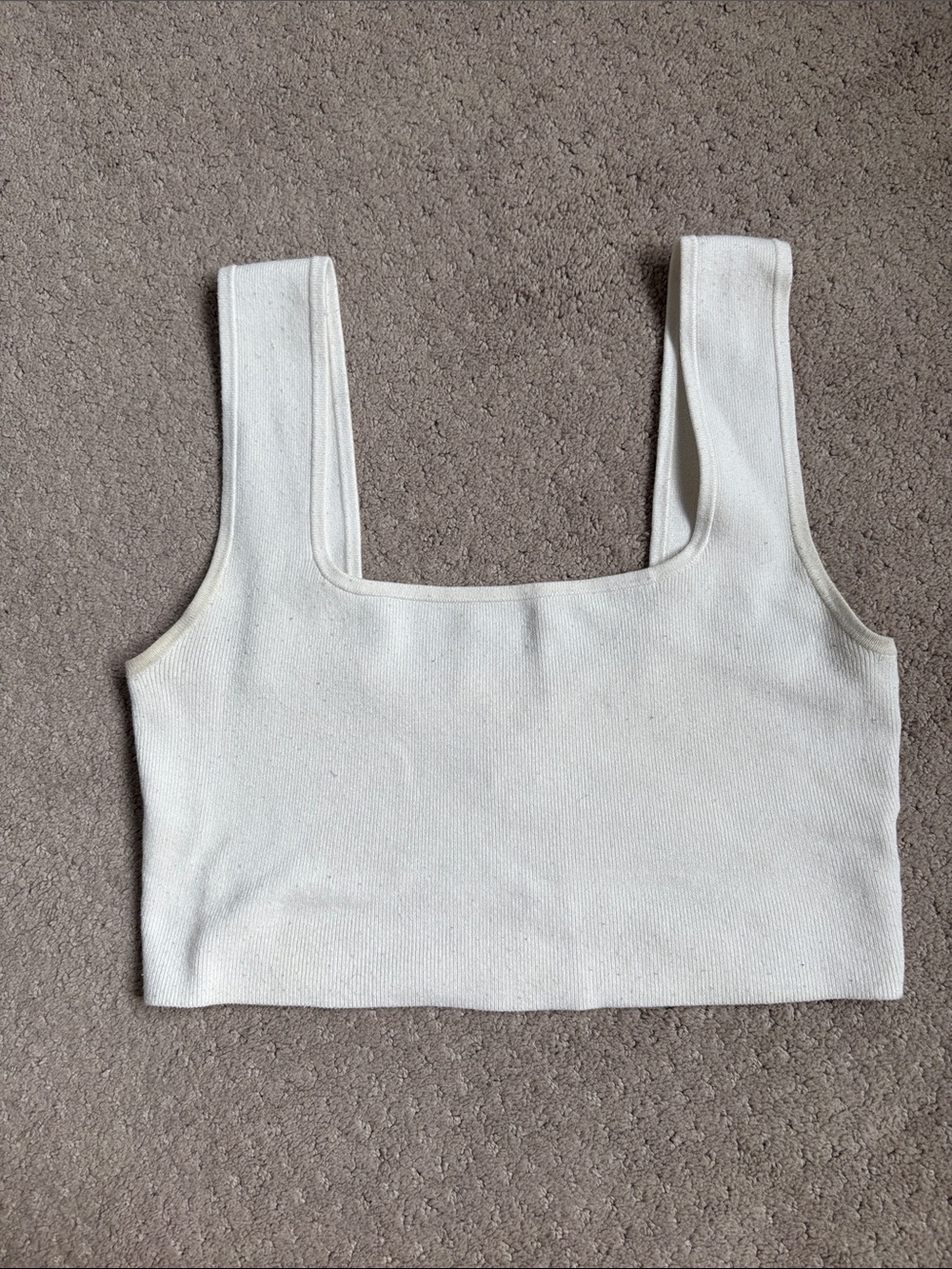H&M Cream Square Neck Ribbed Crop Top